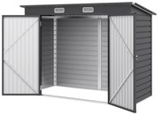 Outsunny szopa ogrodowa stalowa szopa na narzędzia z podwójnymi drzwiami 249D x 121S x 166/183Wcm szary | Aosom PL