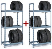 Regał na opony 1+1 GRATIS, 2100x1000x500 mm, 3 piętra, RAL 7031