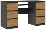 Nowoczesne Biurko Z Szufladami Antracyt + Dąb Artisan R0-E82
