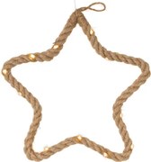 Świąteczna gwiazda LED z liny, ciepła biel, 26 cm, timer