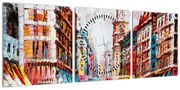 Obraz - Hong Kong, obraz olejny (z zegarem) (90x30 cm)