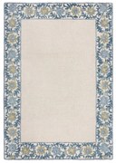 Niebiesko-kremowy dywan z mieszanki wełny tkany ręcznie 120x170 cm Myla Floral Frame – Flair Rugs