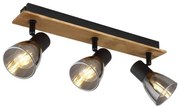 Globo 54307-3W - Lampa punktowa CLAUDE 3xE14/40W/230V czarna/drewno