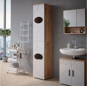 Szafka na pranie biały wysoki połysk/złoty dąb power 37.2x32x192 irma