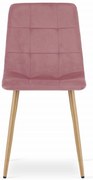 Krzesło KARA - różowy aksamit / nogi kolor drewna x 1