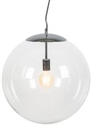 Skandynawska lampa wisząca chrom z przezroczystym szkłem - Ball 50 Nowoczesny Oswietlenie wewnetrzne