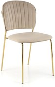 Beżowe welurowe krzesło pikowane M8-P68