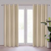 Zasłona półzaciemniająca beżowa gładka na przelotkach - 140x250 cm