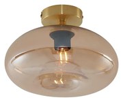 Art Deco Lampa Sufitowa Mosiężna z Bursztynowym Szkłem - Busa ArtDeco Oswietlenie wewnetrzne