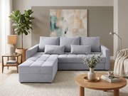 Jasnoszara, rozkładana narożna kanapa ZENOVA 220x140 cm, dwustronna