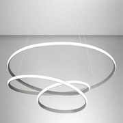 Diva - lampa wisząca LED 80W z możliwością ściemniania - nowoczesny design z tytanu i aluminium, ciepłe światło 3000K, splecione pierścienie o średnicy 85 cm