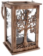 Latarnia drewniana Tree naturalny, 16 x 25 x 16 cm
