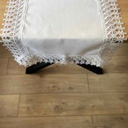 Bieżnik z gipiurą imitacja lnu elegancki prostokątny biały - 35x70 cm