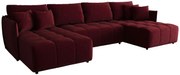 Czerwona sofa z weluru z funkcją spania E5-G33