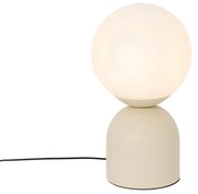 Lampa stołowa w stylu hotelowym beżowa z opalowym szkłem - Pallon TrendElegancki hotelowy Oswietlenie wewnetrzne