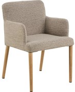 Beżowy tapicerowany fotel jadalniany z podłokietnikami Zoe – Actona