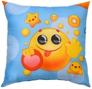 Dekoracyjna poduszka z mikrofibry EMOJI niebieska 45 x 45 cm