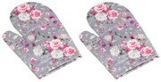 Bellatex Rękawica kuchenna Adela Kwiaty róży różowy, 28 x 18 cm, 2 szt.