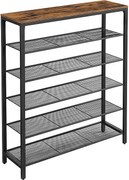 Regał na buty 100x30x110 cm czarny vintage brąz