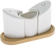 Porcelanowa solniczka i pieprzniczka z podstawkąSkrzydła