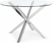 Okrągły szklany stół ze stalową nogą o średnicy 114 cm - MAY