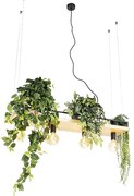 Inteligentna lampa wisząca czarna z drewnem 4-światłowa w tym Wifi G95 - ShelfPrzemysłowy Oswietlenie wewnetrzne