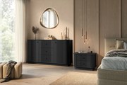 Zestaw szafek nocnych Vesper 56 cm na cokole - czarny / czarne uchwyty