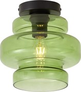 Retro lampa sufitowa czarna z zielonym szkłem - Denise