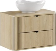 Szafka pod umywalkę OVALIA CREMONA 2S 80cm dąb cremona z umywalką nablatową CLOUD COMAD