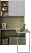 Regał z biurkiem dla nastolatka kaszmir + zielony W9-G98