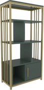 Elegancki regał w kolorze zielono-złotym, 60 cm x 120 cm x 29,6 cm | Płyta wiórowa pokryta melaminą w 100%, grubość 18 mm | Stylowe miejsce