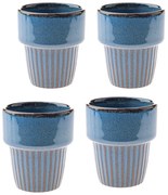 Niebieskie kamionkowe filiżanki zestaw 4 szt. na espresso 100 ml Tone – Dakls