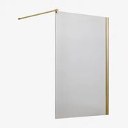 Stała Ścianka Prysznicowa Z Hartowanego Szkła 8 Mm I Aluminium Bristol Szczotkowane Złoto & Transparent & 120 X 195 Cm - Sklum