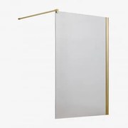 Stała Ścianka Prysznicowa Ze Szkłem Hartowanym 8 Mm I Aluminium Bristol Szczotkowane Złoto & Transparent & 120 X 195 Cm - Sklum