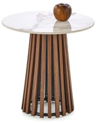Stolik kawowy CARINA S 50x50 beżowy marmur/orzechowy HALMAR