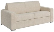 Kanapa 3-osobowa rozkładana typu express z beżowej tkaniny bouclette - Miejsce do spania 140 cm - Materac 14 cm - CALITO