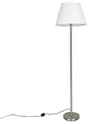 Nowoczesna lampa stojąca stalowa z białym plisowanym kloszem 45 cm - Simplo Nowoczesny Oswietlenie wewnetrzne