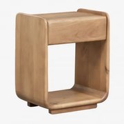 Prostokątny Stolik Nocny Z Szufladą 40x30 Cm Z Drewna Tinsley Drewno Mango - Sklum