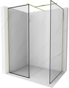 Mexen Kioto ścianka prysznicowa Walk-in 70 x 70 cm, czarny wzór, złota szczotkowana - 800-070-202-55-70-070