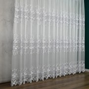 Firana z gipiurą Listki biała elegancka na metry - wys. 250 cm