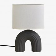 Lampa Stołowa Soliva 30cm Ceramiczno-lniana Czarna - Sklum