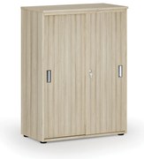 Szafa biurowa z drzwiami przesuwnymi PRIMO WOOD, 800 x 420 x 1087 mm, dąb naturalny