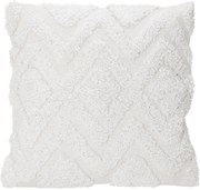Biała, ozdobna poduszka, tuftowana bawełna, 45 x 45 cm