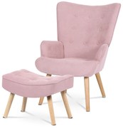 Fotel z podnóżkiem PINK2, różowy