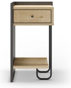 Czarna szafka nocna w dekorze dębu z półką Mercure – Marckeric