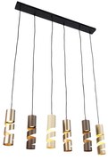 Moderne hanglamp zwart met taupe en beige 6-lichts - Stream Nowoczesny Oswietlenie wewnetrzne