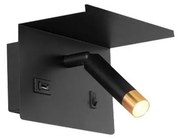 Kinkiet punktowy z półką i ładowarką USB 1xG9/35W/230V czarno-złoty