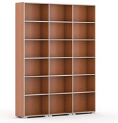 Biblioteka SILVER LINE, 3 kolumny, 2230 x 1800 x 400 mm, czereśnia