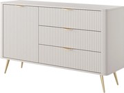 Komoda: 3 szuflady, 1 drzwi, kaszmir, złote nóżki, 138,2 x 81,2 x 38 cm