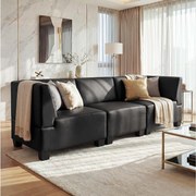 Modułowa sofa 3-osobowa Moncalieri,  czarna, wysokie podłokietniki